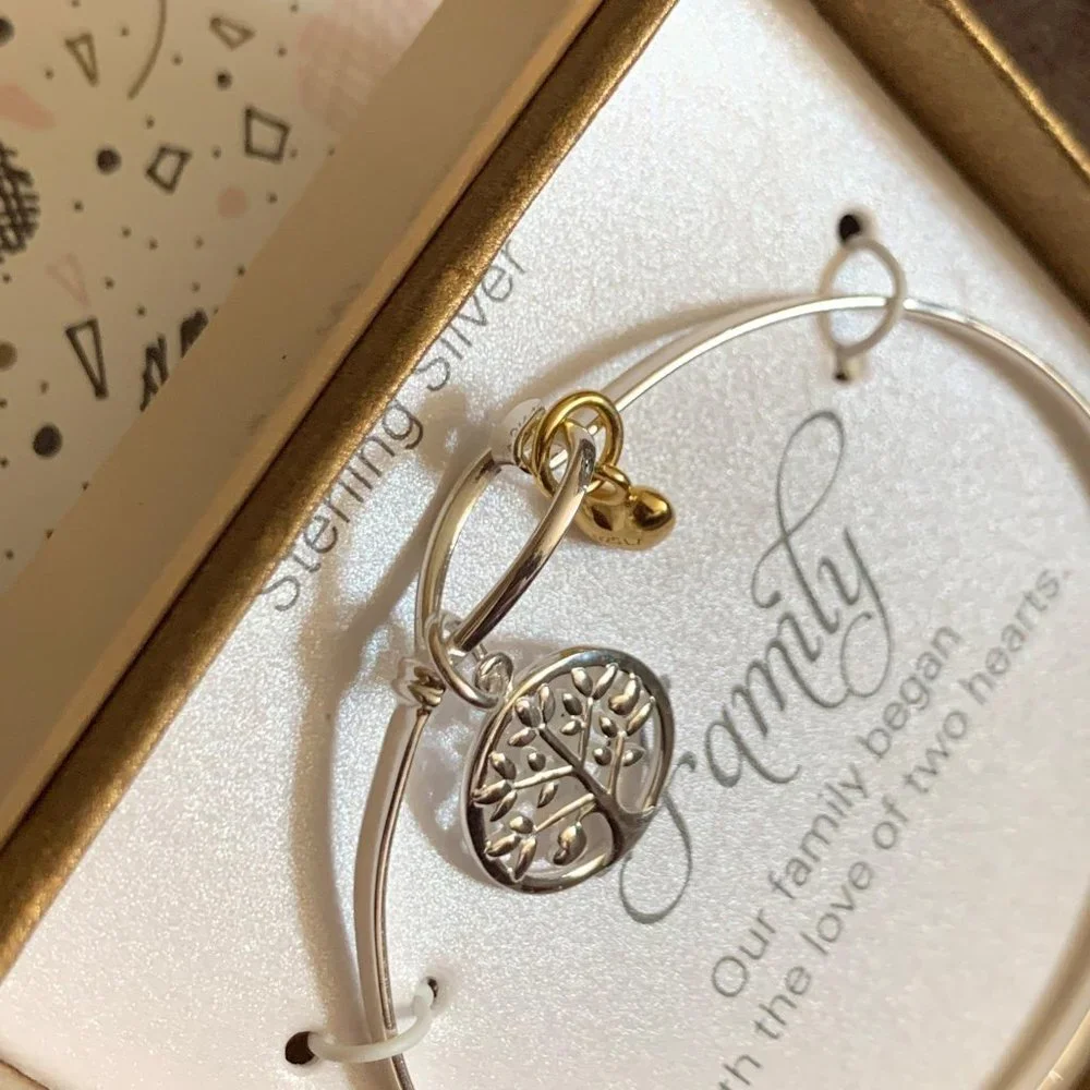 Inspirational Quotes Family Silver Bangle